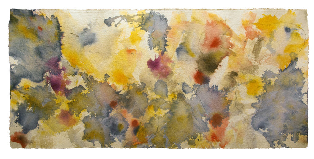Space Worlds 17 — Vorderseite, 2015/2021, Mixed Media auf Büttenpapier, beidseitig bemalt, 230.0 × 100.0 cm