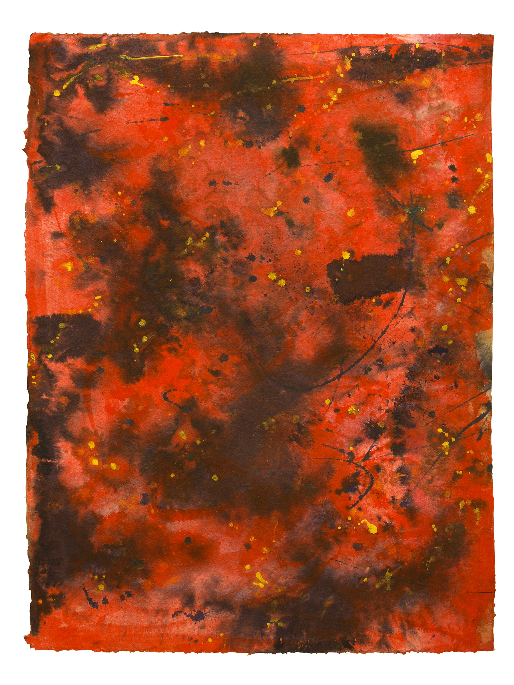 Moving 5+6 — Vorderseite, 2019, Mixed Media auf Büttenpapier, beidseitig bemalt, 75.0 × 100.0 cm