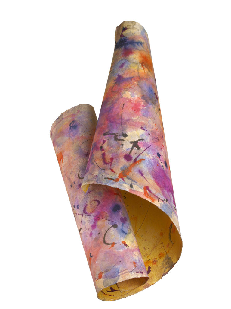 Space Worlds 5 — als Rolle, 2017, Mixed Media auf Büttenpapier, beidseitig bemalt, 210.0 × 100.0 cm