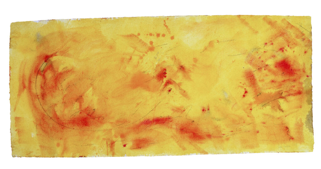 Space Worlds 7 — Rückseite, 2019, Tusche auf Büttenpapier, beidseitig bemalt, 200.0 × 100.0 cm