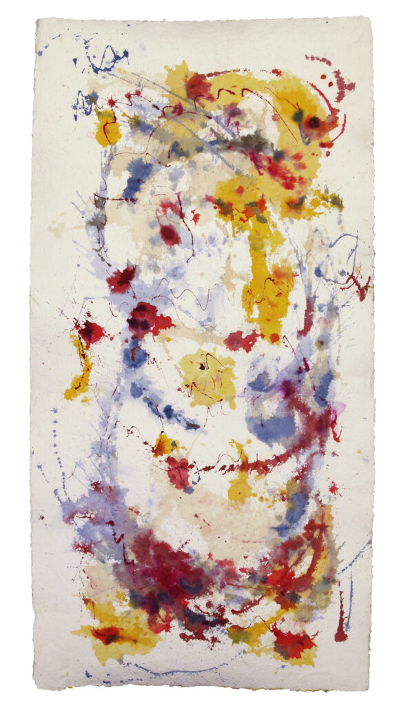 Space Worlds 9 — Vorderseite, 2018, Mixed Media auf Büttenpapier, beidseitig bemalt, 90.0 × 180.0 cm