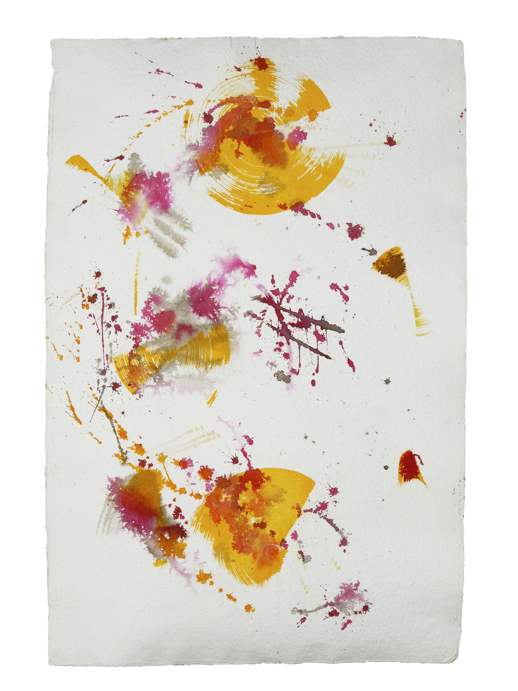 In-between — Vorderseite, 2018, Mixed Media auf Büttenpapier, beidseitig bemalt, 50.0 × 100.0 cm