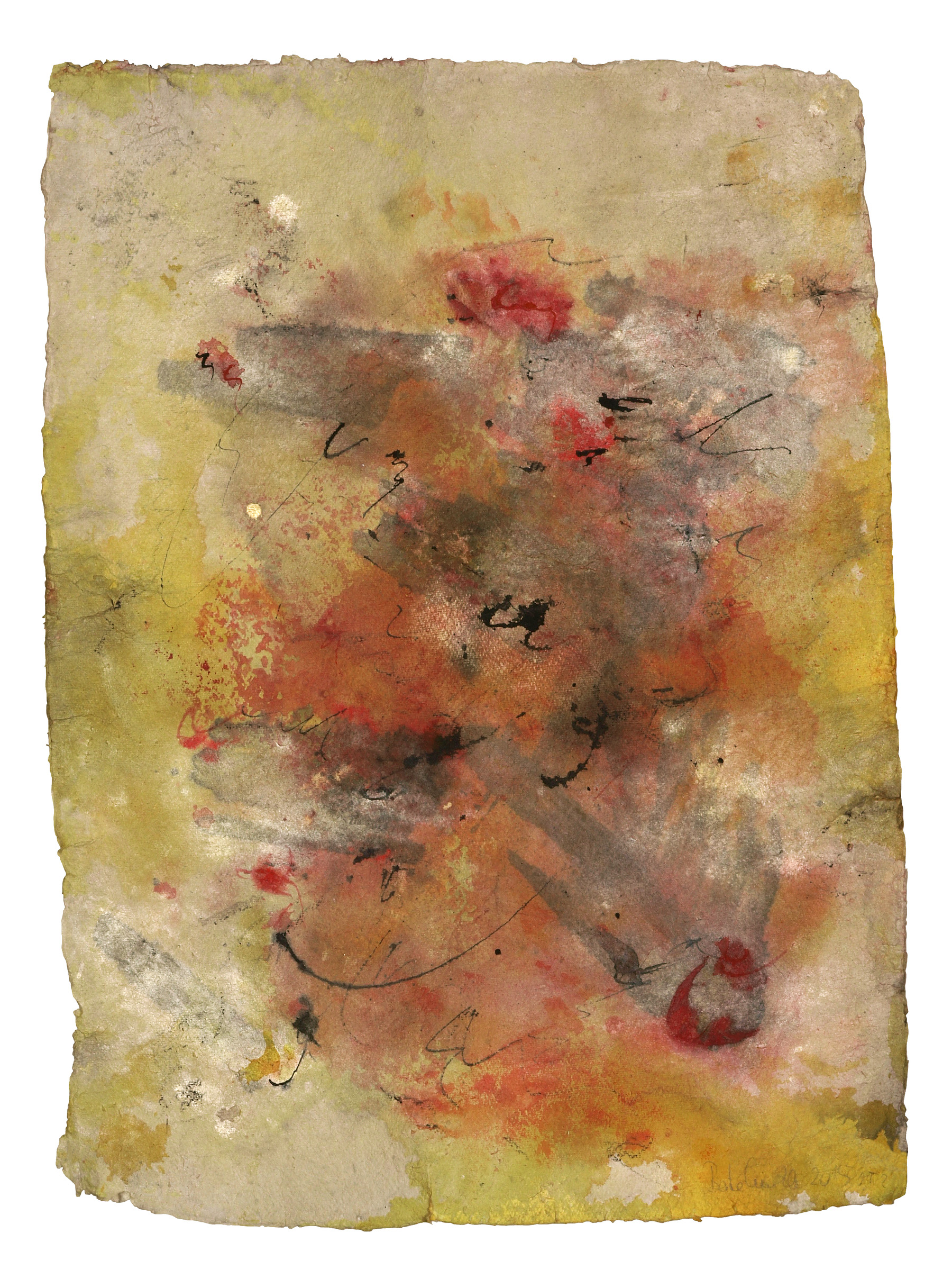 Behind 2, 2015, Mixed Media auf Büttenpapier, beidseitig bemalt, 57.0 × 78.0 cm