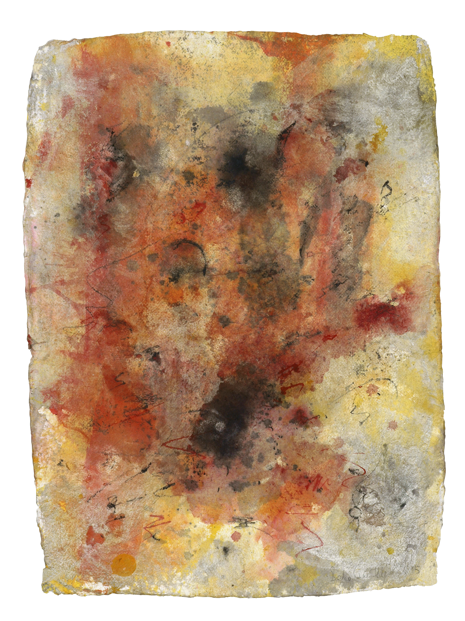 Behind 1, 2015, Mixed Media auf Büttenpapier, beidseitig bemalt, 57.0 × 78.0 cm