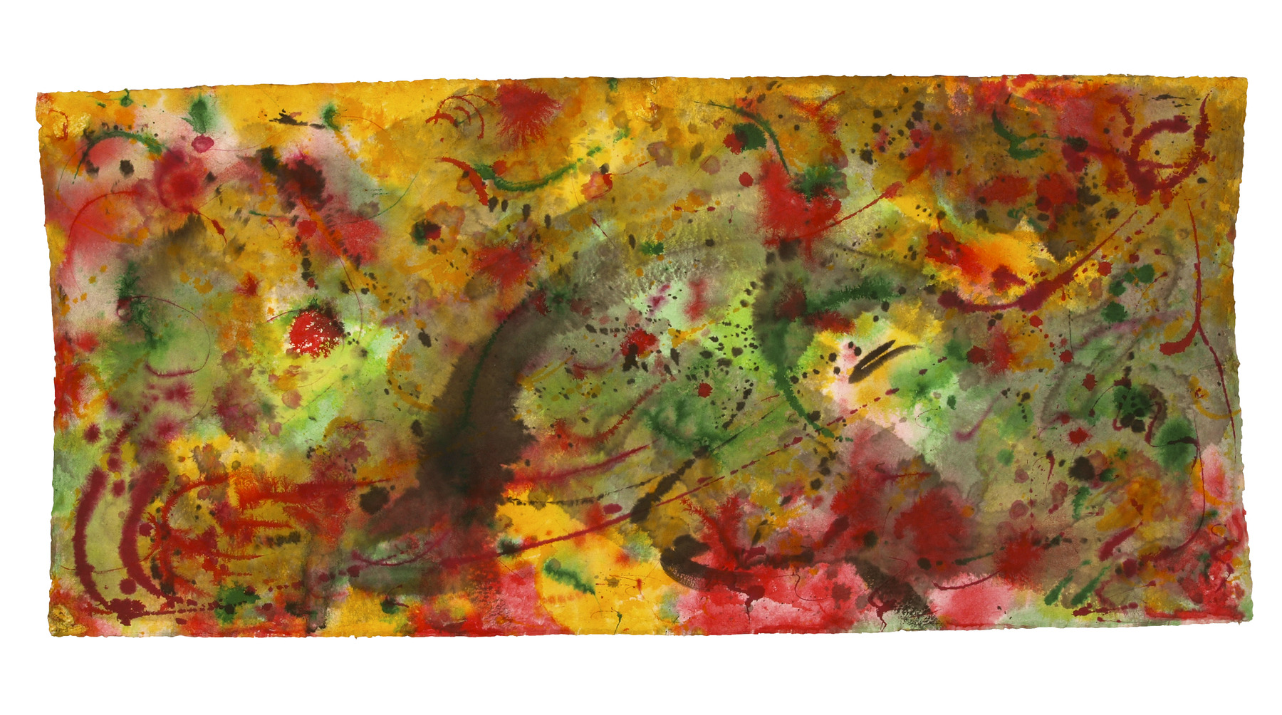 Space Worlds 6 — Vorderseite, 2019, Mixed Media auf Büttenpapier, beidseitig bemalt, 200.0 × 100.0 cm