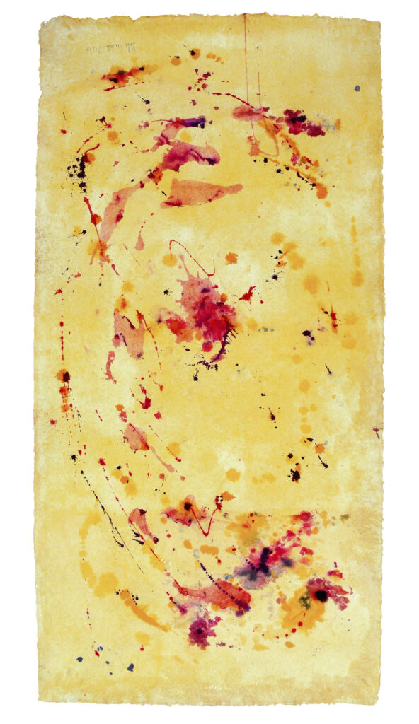 Space Worlds 9 — Rückseite, 2018, Mixed Media auf Büttenpapier, beidseitig bemalt, 90.0 × 180.0 cm
