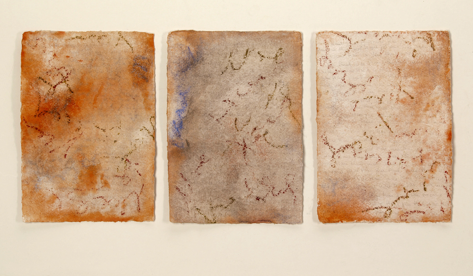 Beyond Walls, 2019, Mixed Media auf Büttenpapier, 3 à 21.0 × 30.0 cm