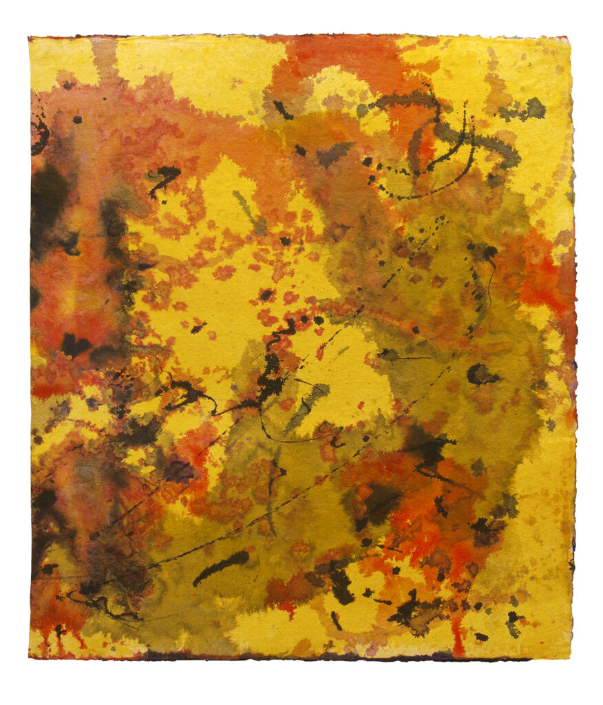 Moving 3+4 — Rückseite, 2019, Mixed Media auf Büttenpapier, beidseitig bemalt, 100.0 × 85.0 cm