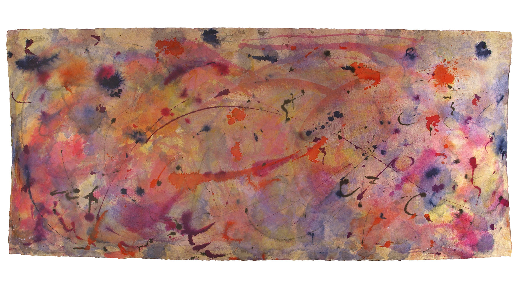 Space Worlds 5 — Rückseite, 2017, Mixed Media auf Büttenpapier, beidseitig bemalt, 210.0 × 100.0 cm