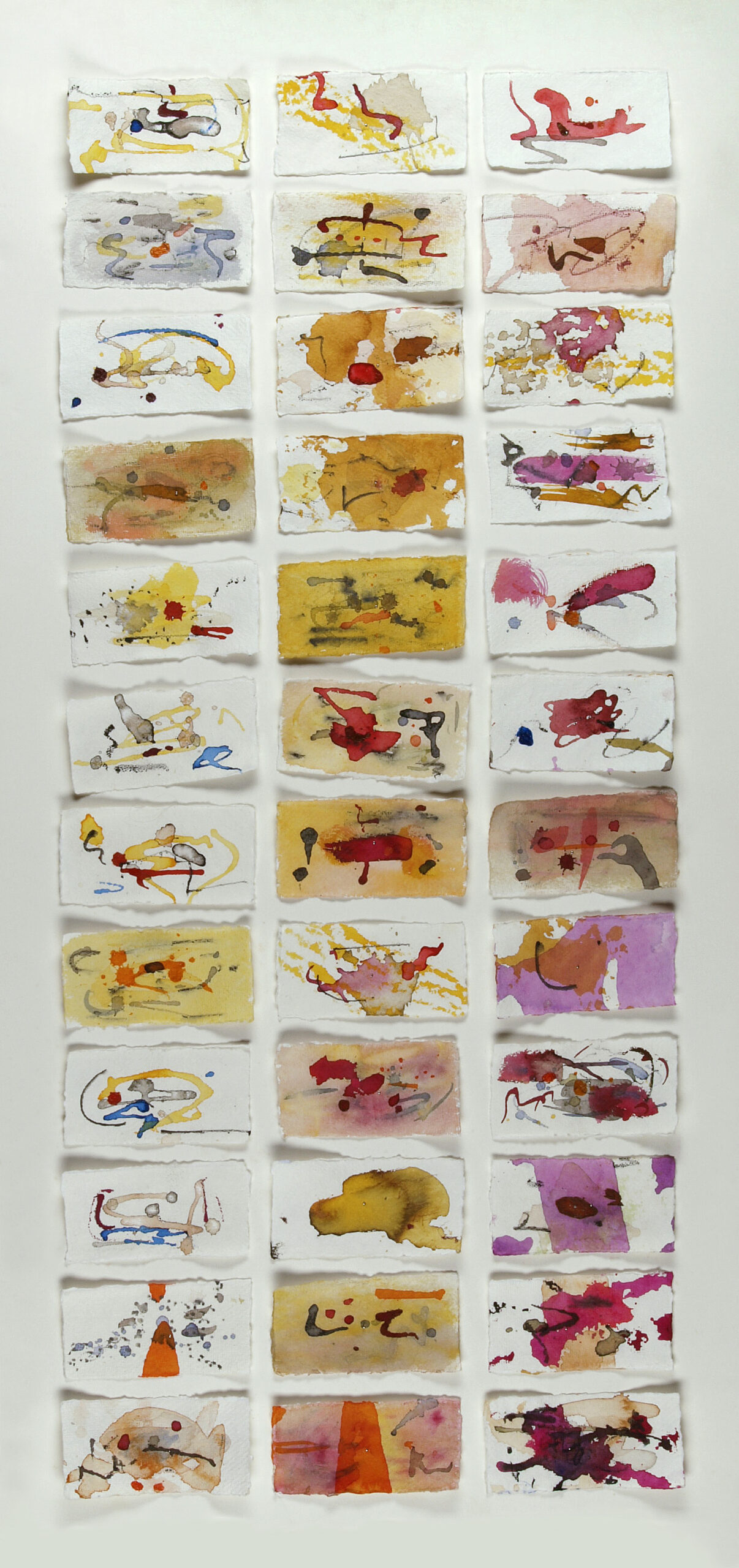 Haikus, 2016, Mixed Media auf Büttenpapier, 36 à 12.0 × 6.0 cm