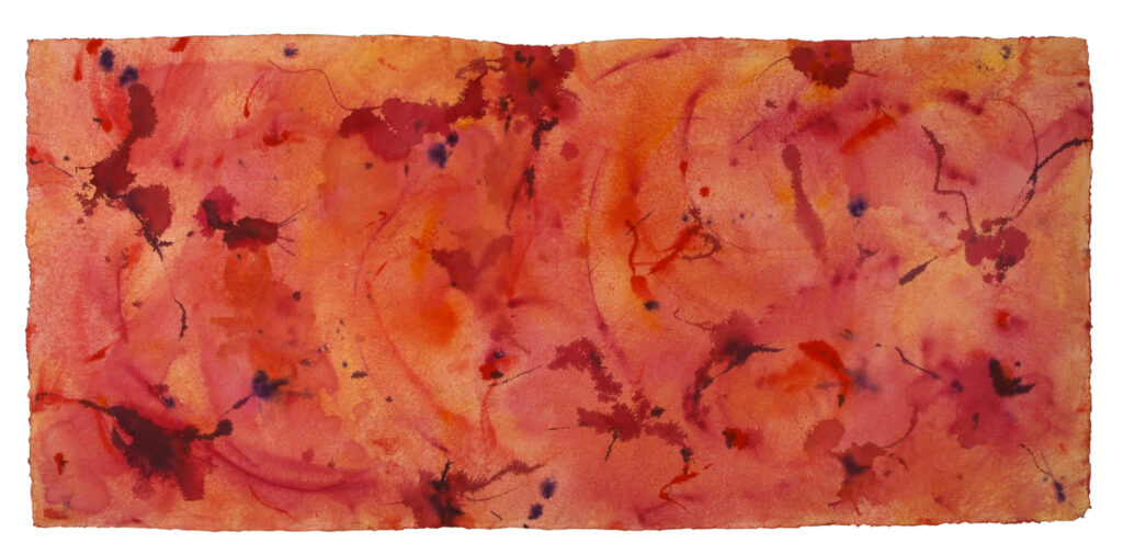 Space Worlds 1 — Rückseite, 2016, Mixed Media auf Büttenpapier, beidseitig bemalt, 220.0 × 100.0 cm