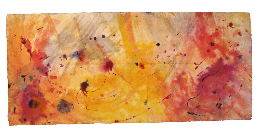 Space Worlds 2 — Rückseite, 2016, Tusche auf Büttenpapier, beidseitig bemalt, 220.0 × 100.0 cm