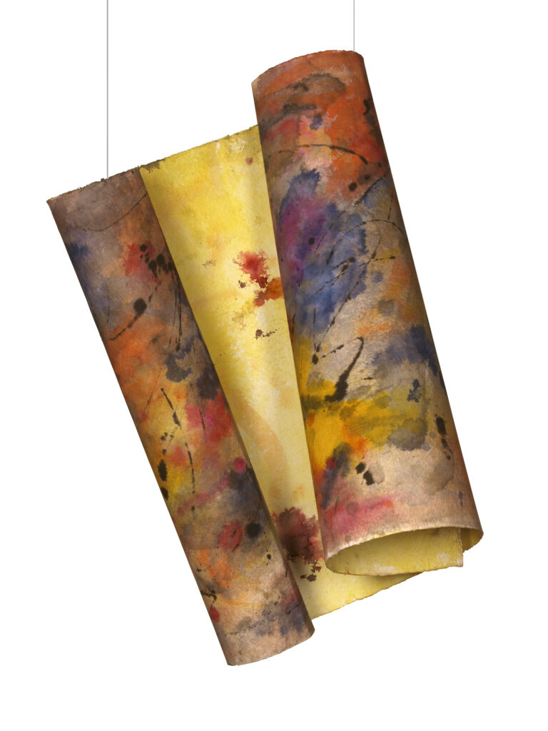 Space Worlds 8 — als Rolle, 2018, Tusche auf Büttenpapier, beidseitig bemalt, 200.0 × 100.0 cm