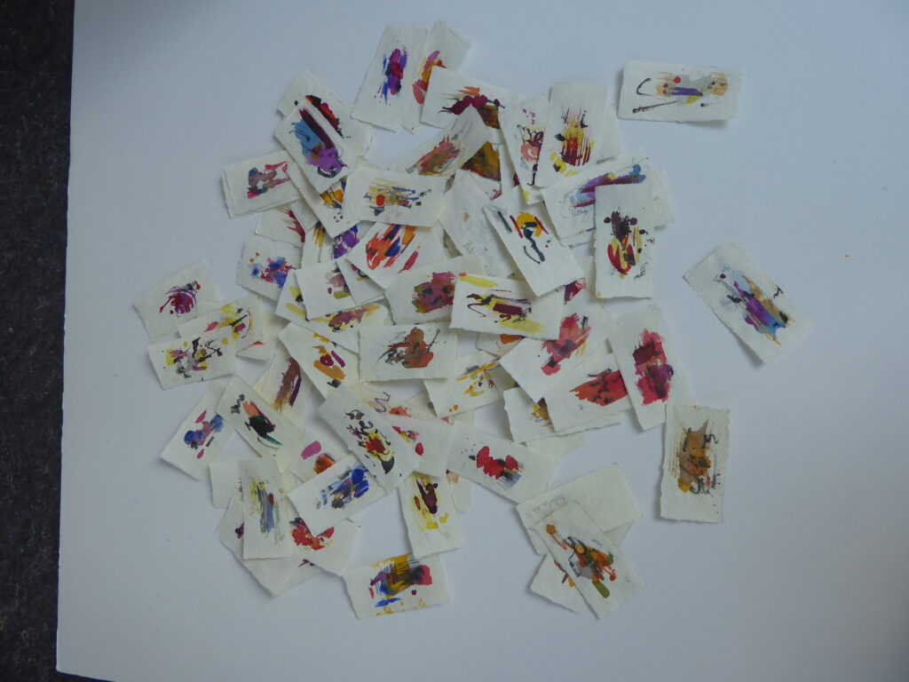 Haikus, 2016, Mixed Media auf Büttenpapier, 84 à 12.0 × 6.0 cm