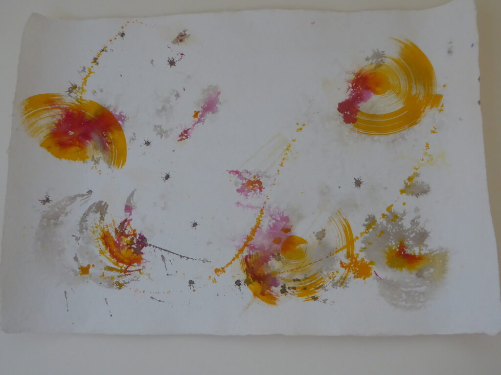 Circles, 2017, Mixed Media auf Büttenpapier, beidseitig bemalt, 80.0 × 100.0 cm