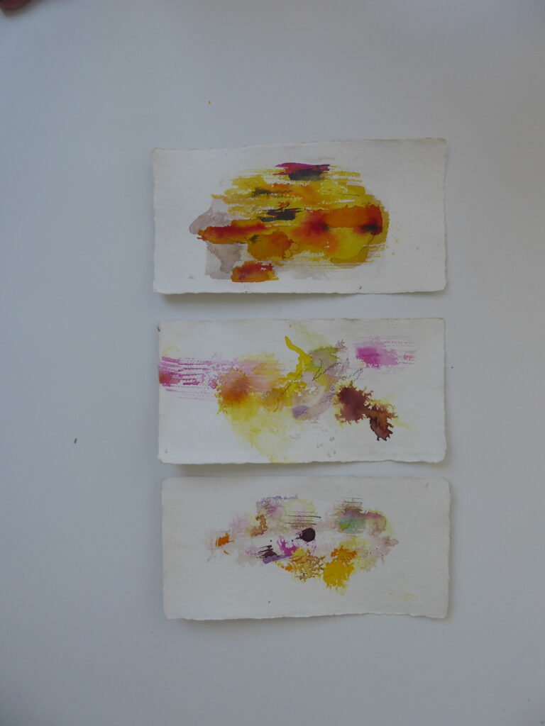 XY, 2018, Mixed Media auf Büttenpapier, 3 à 30.0 × 15.0 cm
