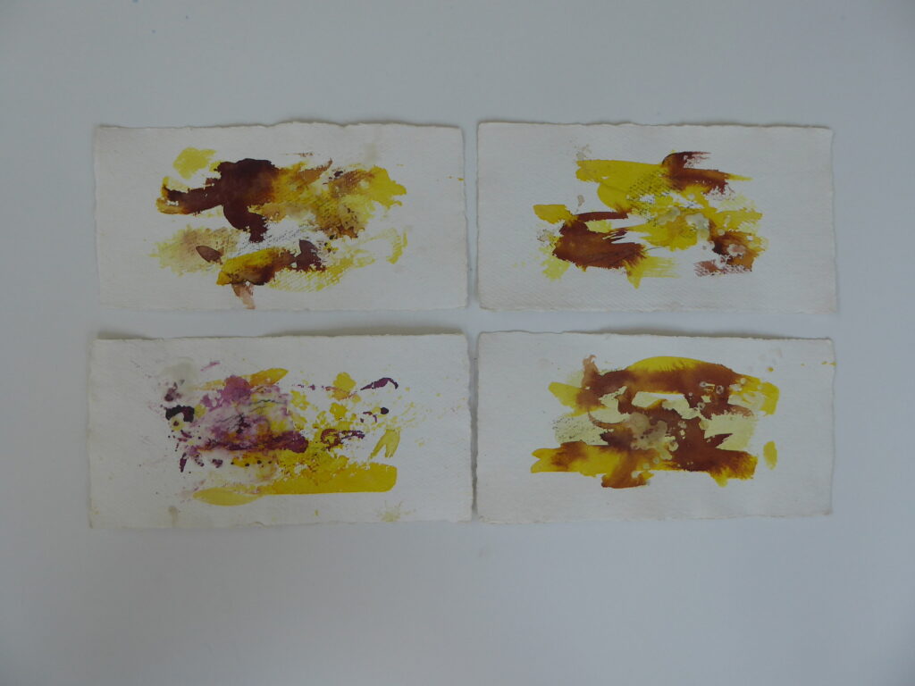 XY, 2018, Mixed Media auf Büttenpapier, 4 à 30.0 × 15.0 cm