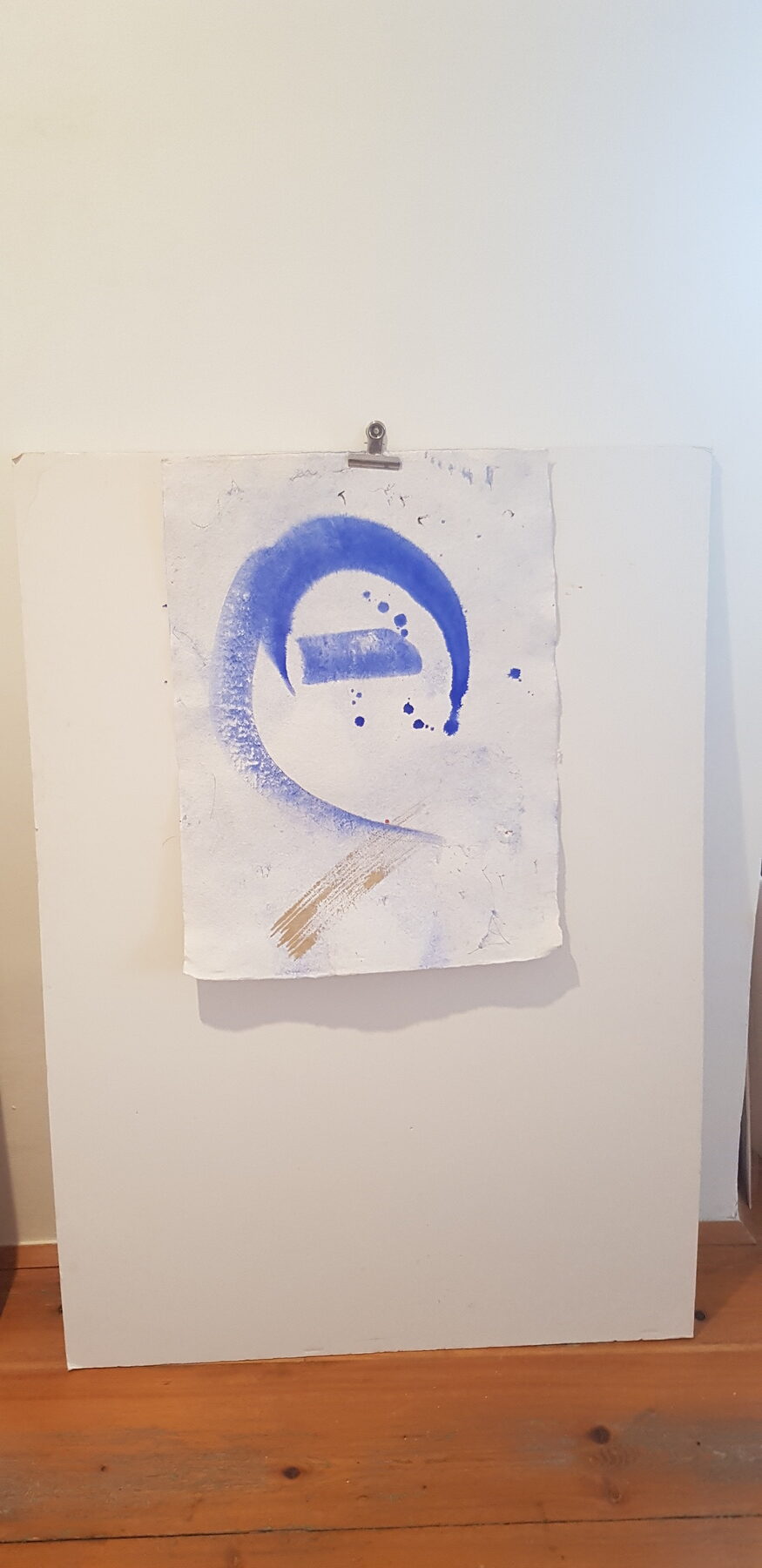 Point Blue, 2020, Mixed Media auf Büttenpapier, 70.0 × 100.0 cm