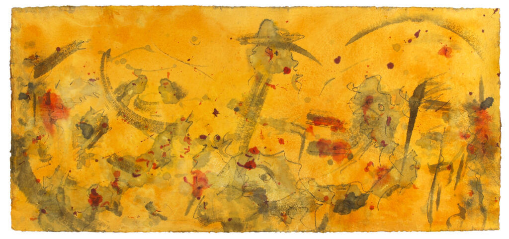 Space Worlds 11 — Rückseite, 2020, Mixed Media auf Büttenpapier, beidseitig bemalt, 200.0 × 100.0 cm