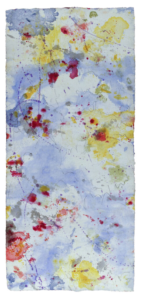 Space Worlds 16 — Vorderseite, 2020, Mixed Media auf Büttenpapier, beidseitig bemalt, 95.0 × 200.0 cm