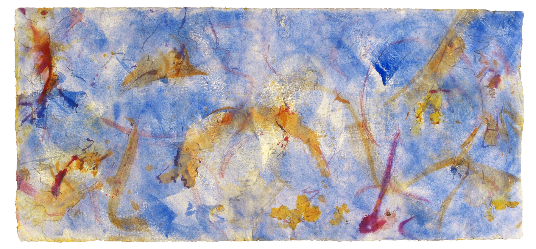 Space Worlds 12 — Vorderseite, 2020, Mixed Media auf Büttenpapier, beidseitig bemalt, 200.0 × 100.0 cm