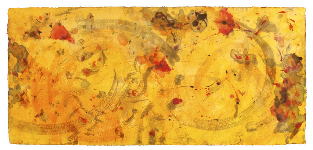 Space Worlds 12 — Rückseite, 2020, Mixed Media auf Büttenpapier, beidseitig bemalt, 200.0 × 100.0 cm