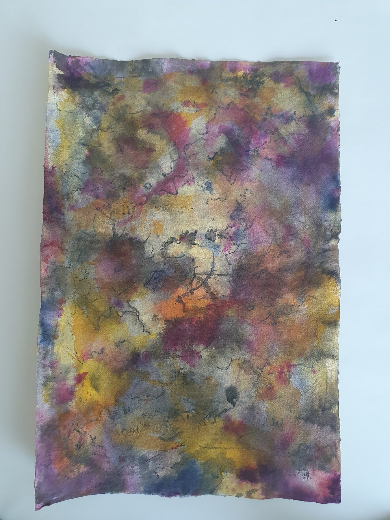 Double Face — Vorderseite, 2021, Mixed Media auf Büttenpapier, beidseitig bemalt, 100.0 × 80.0 cm