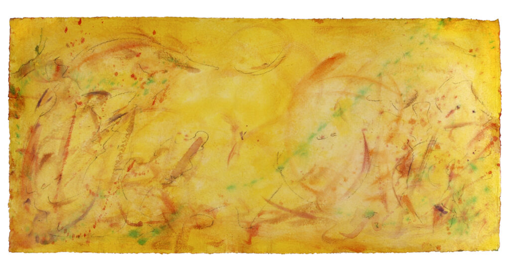 Space Worlds 13 — Rückseite, 2021, Mixed Media auf Büttenpapier, beidseitig bemalt, 200.0 × 100.0 cm