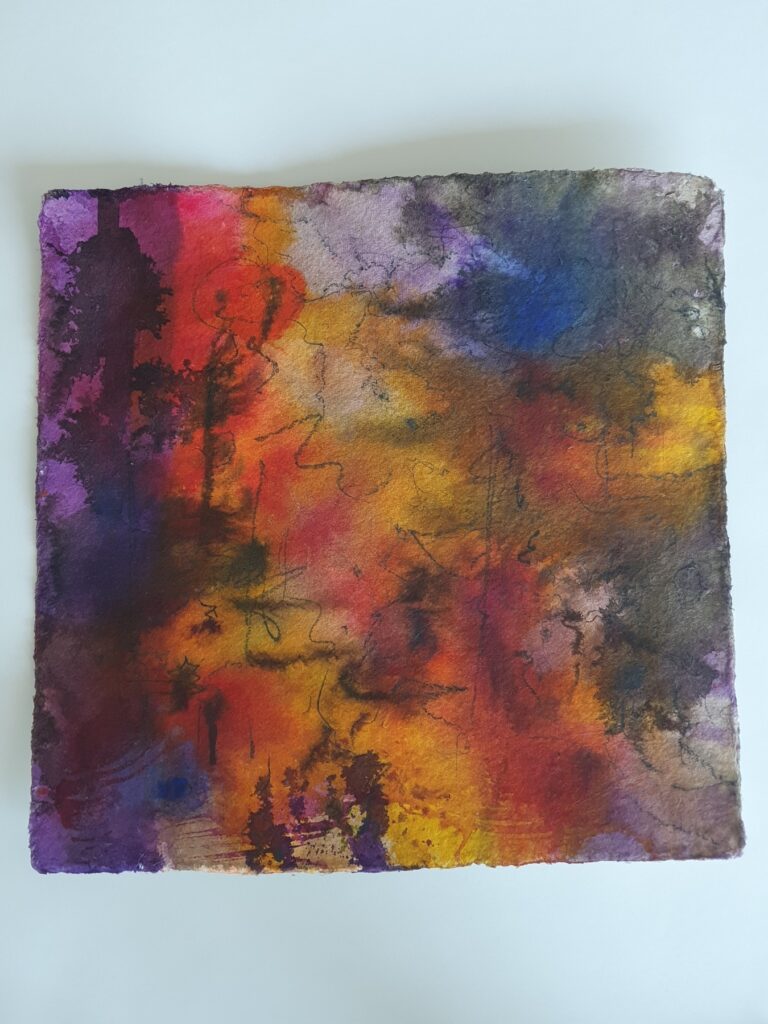 Dark Fog, 2021, Mixed Media auf Büttenpapier, 50.0 × 50.0 cm