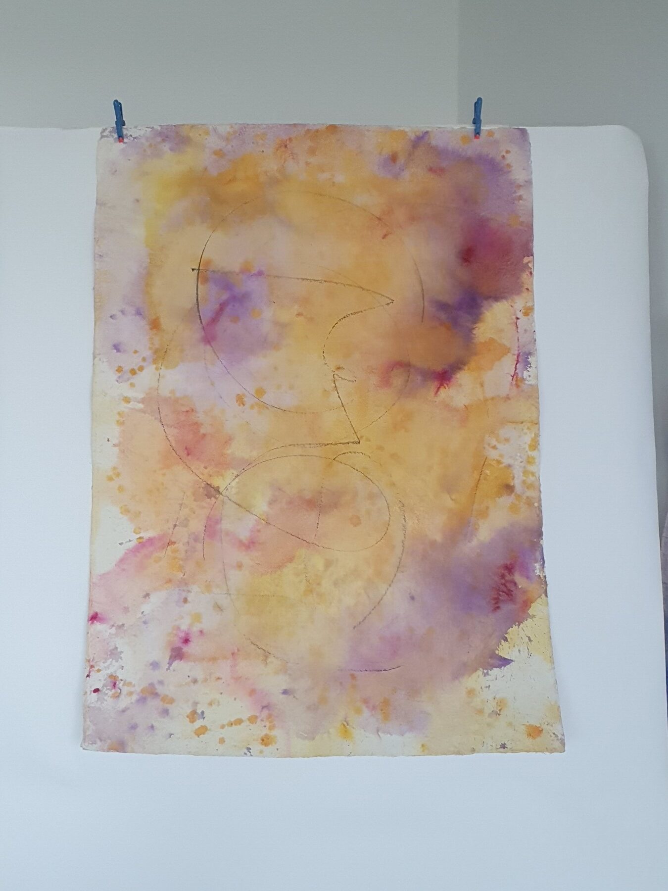 Dreaming Yellow-Violet, 2019, Mixed Media auf Büttenpapier, 100.0 × 140.0 cm