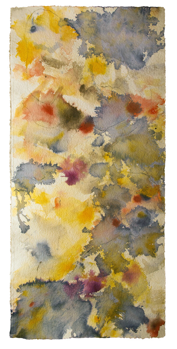 Space Worlds 17 — Vorderseite, 2015/2021, Mixed Media auf Büttenpapier, beidseitig bemalt, 230.0 × 100.0 cm