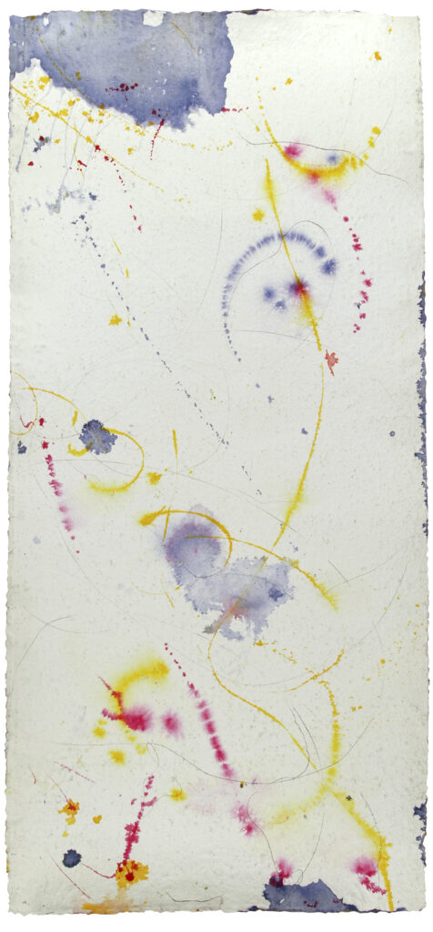 Space Worlds 17 — Rückseite, 2015/2021, Mixed Media auf Büttenpapier, beidseitig bemalt, 230.0 × 100.0 cm