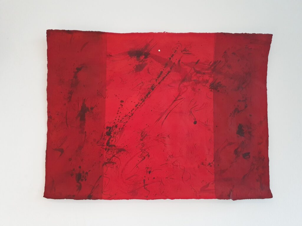 Dark+red, 2021, Mixed Media auf Büttenpapier, 75.0 × 55.0 cm
