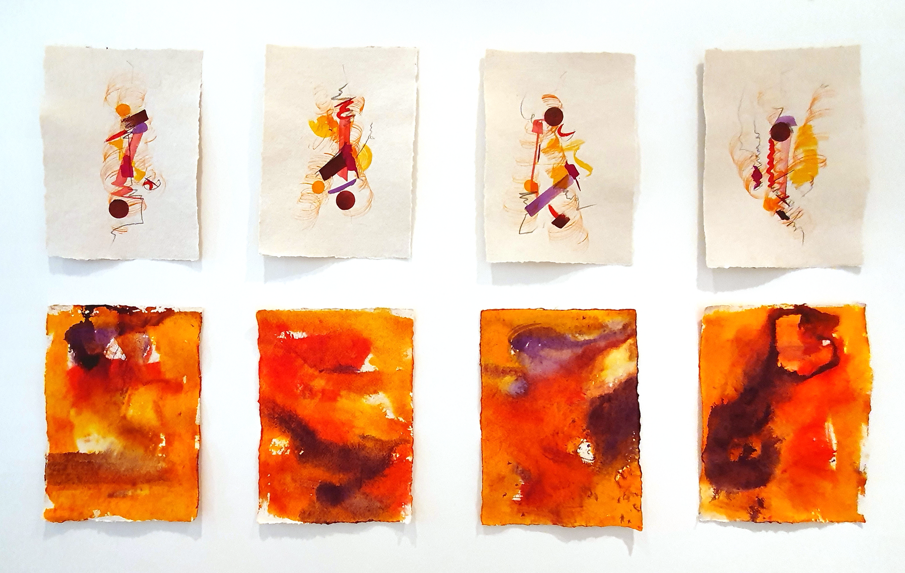 Same + Different, 2021, Mixed Media auf Büttenpapier, 8 à 25.0 × 35.0 cm