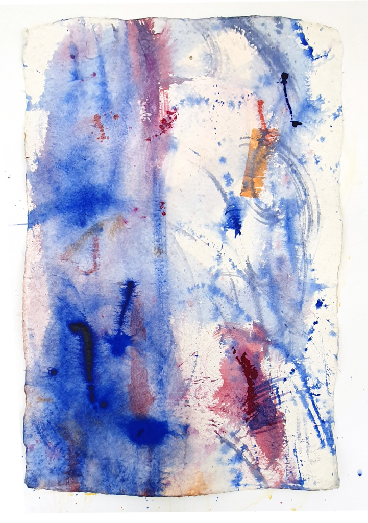 Water 1, 2021, Mixed Media auf Büttenpapier, 68.0 × 100.0 cm