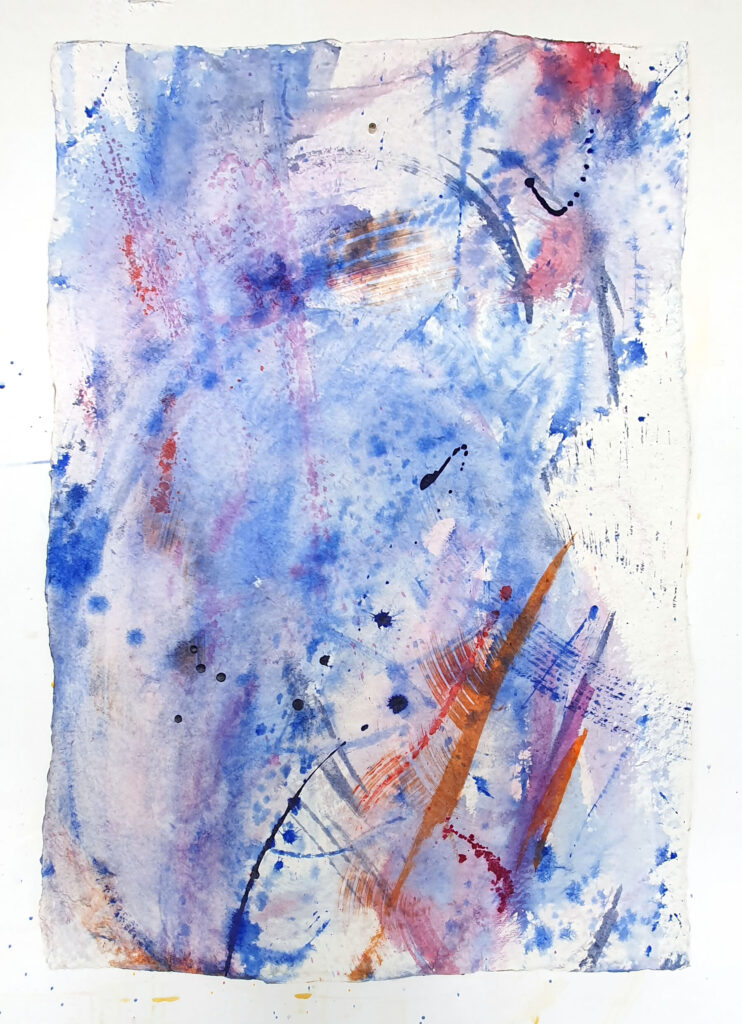 Water 2, 2021, Mixed Media auf Büttenpapier, 68.0 × 100.0 cm