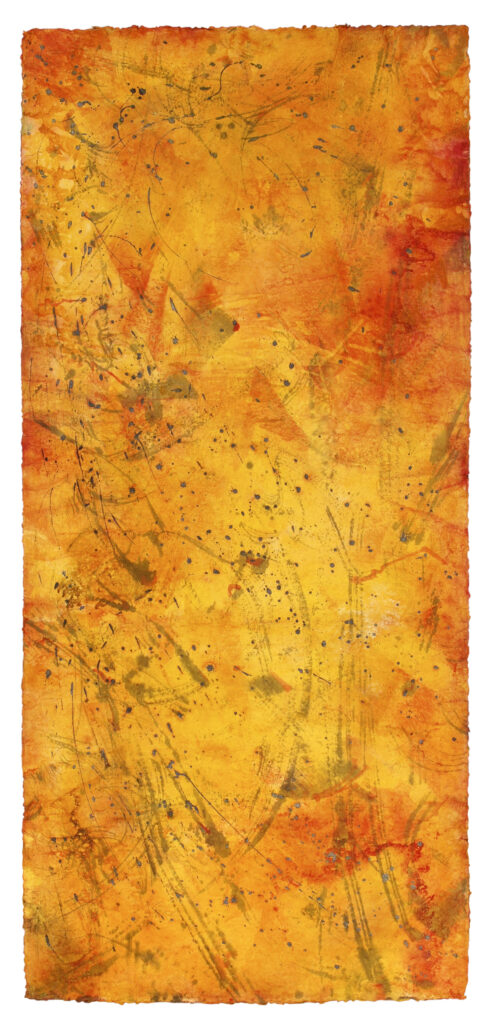 Space Worlds 20 — Rückseite, 2017/2022, Mixed Media auf Büttenpapier, beidseitig bemalt, 100.0 × 200.0 cm