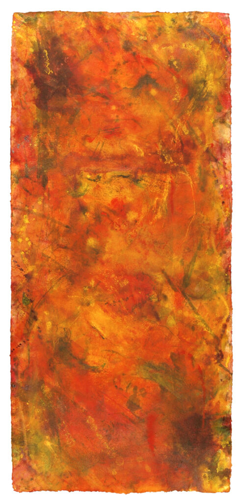 Space Worlds 20 — Vorderseite, 2017/2022, Mixed Media auf Büttenpapier, beidseitig bemalt, 100.0 × 200.0 cm