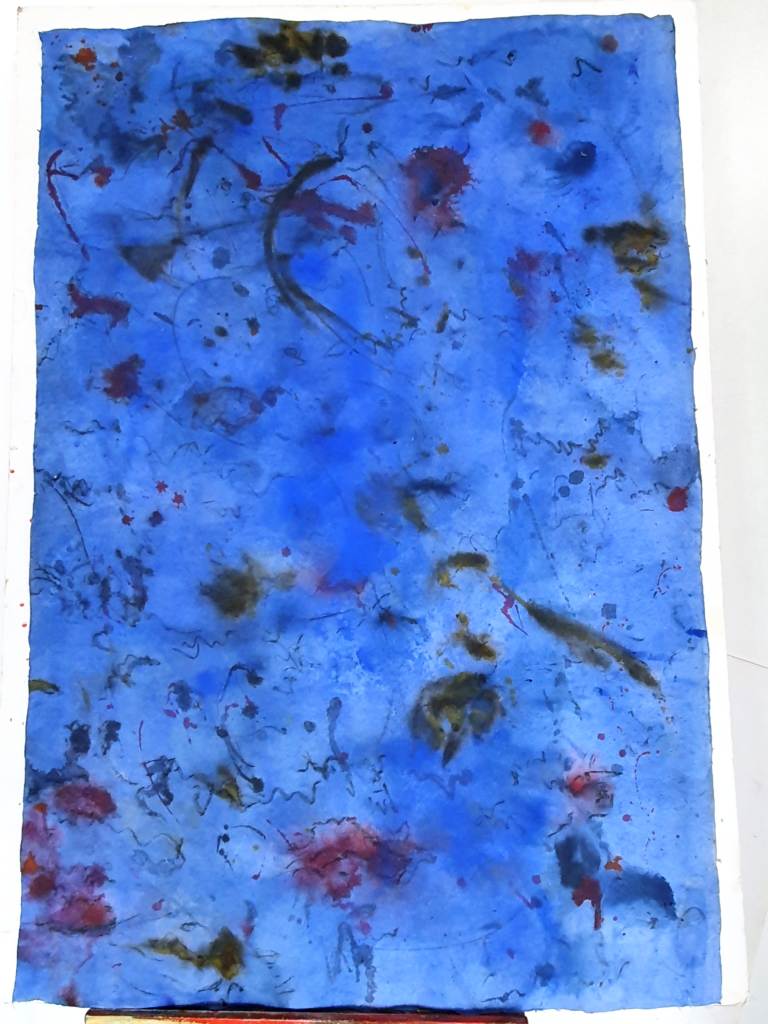 Dark+Light — Vorderseite, 2021, Mixed Media auf Büttenpapier, beidseitig bemalt, 93.0 × 138.0 cm