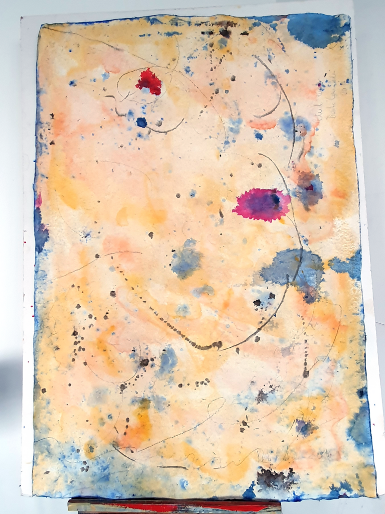 Dark+Light — Rückseite, 2021, Mixed Media auf Büttenpapier, beidseitig bemalt, 93.0 × 138.0 cm