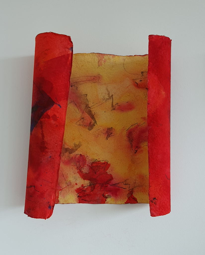 Red Yellow And — als Rolle, 2021, Mixed Media auf Büttenpapier, 100.0 × 68.0 cm