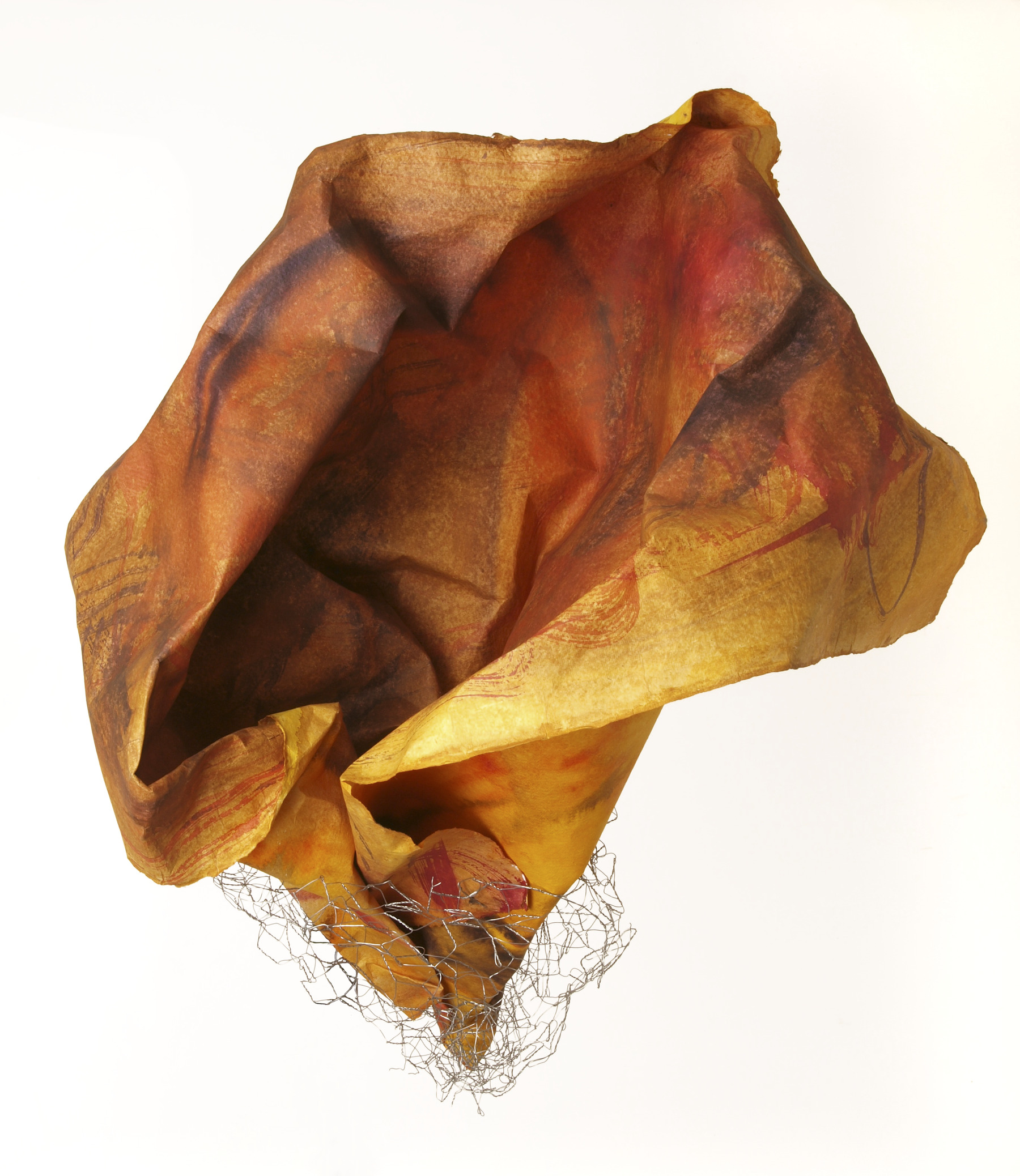 Sculpture 5, 2021, Mixed Media auf Büttenpapier mit Maschendraht, 54.0 × 70.0 cm