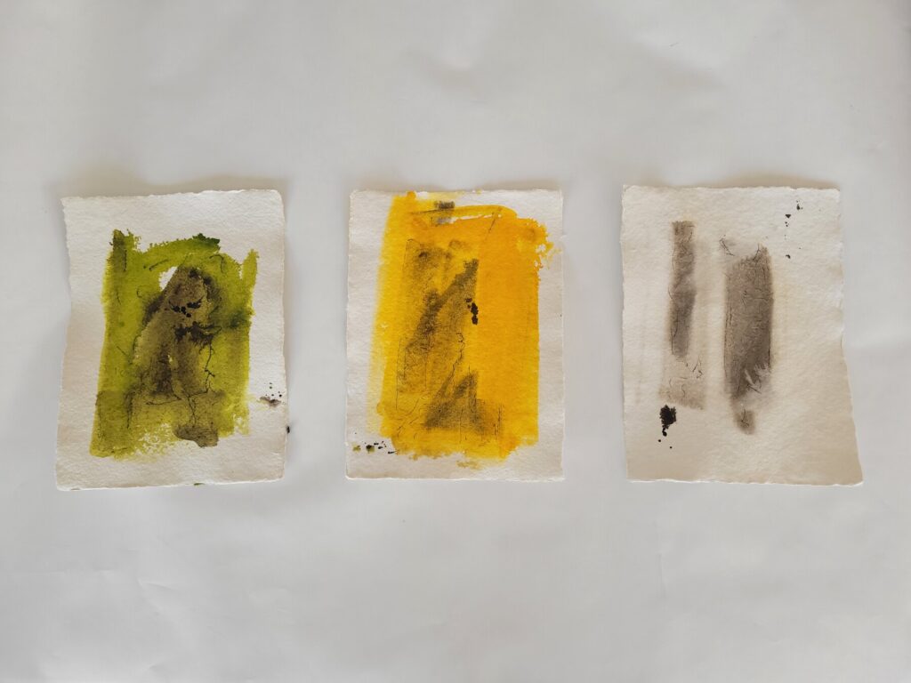 Myth, 2018, Mixed Media auf Büttenpapier, 3 à 28.0 × 38.0 cm