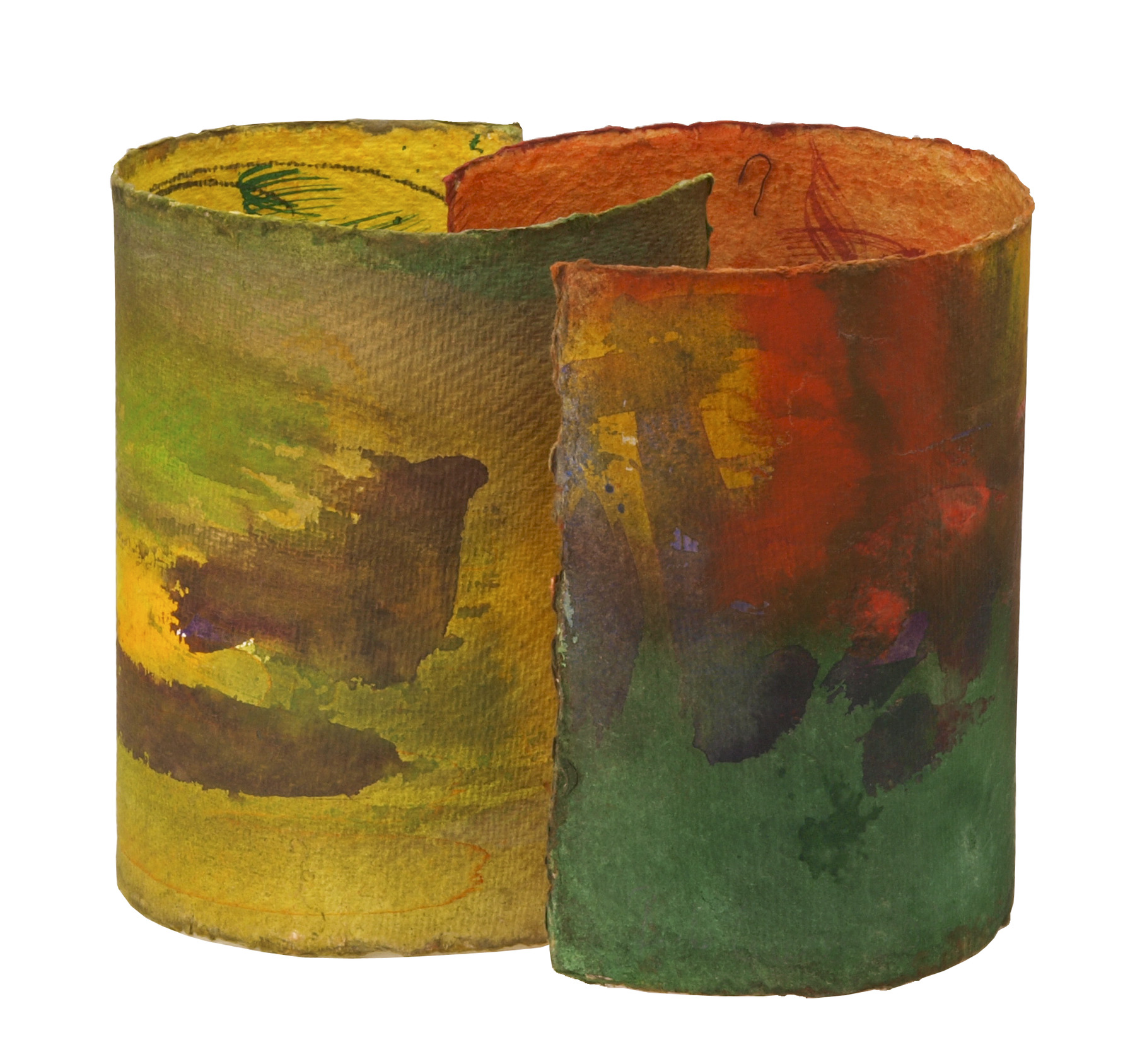 Rolling Green — als Rolle, 2022, Mixed Media auf Büttenpapier, 15.0 × 15.0 cm