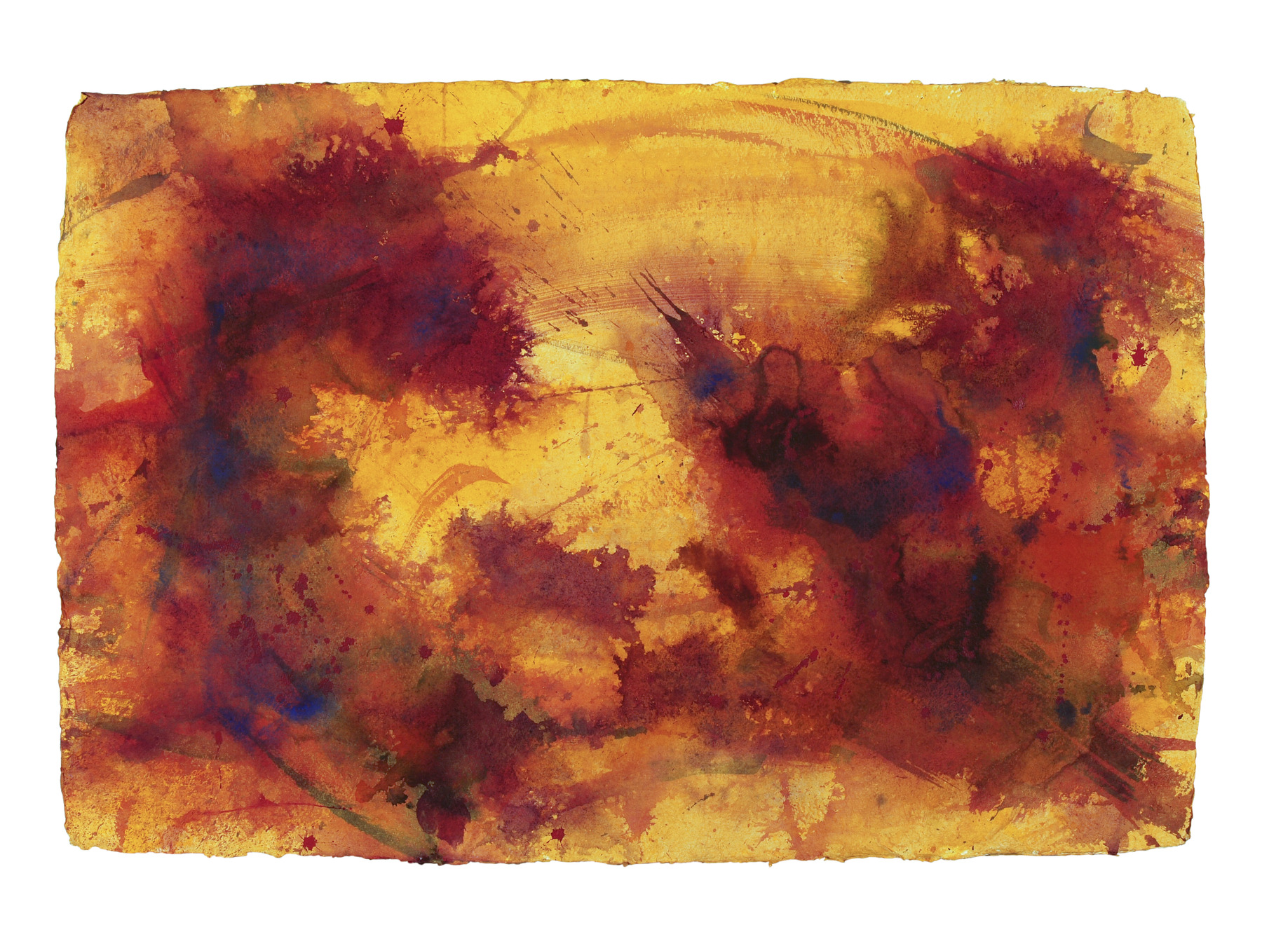 Fire 1 — Vorderseite, 2022, Mixed Media auf Büttenpapier, beidseitig bemalt, 100.0 × 68.0 cm