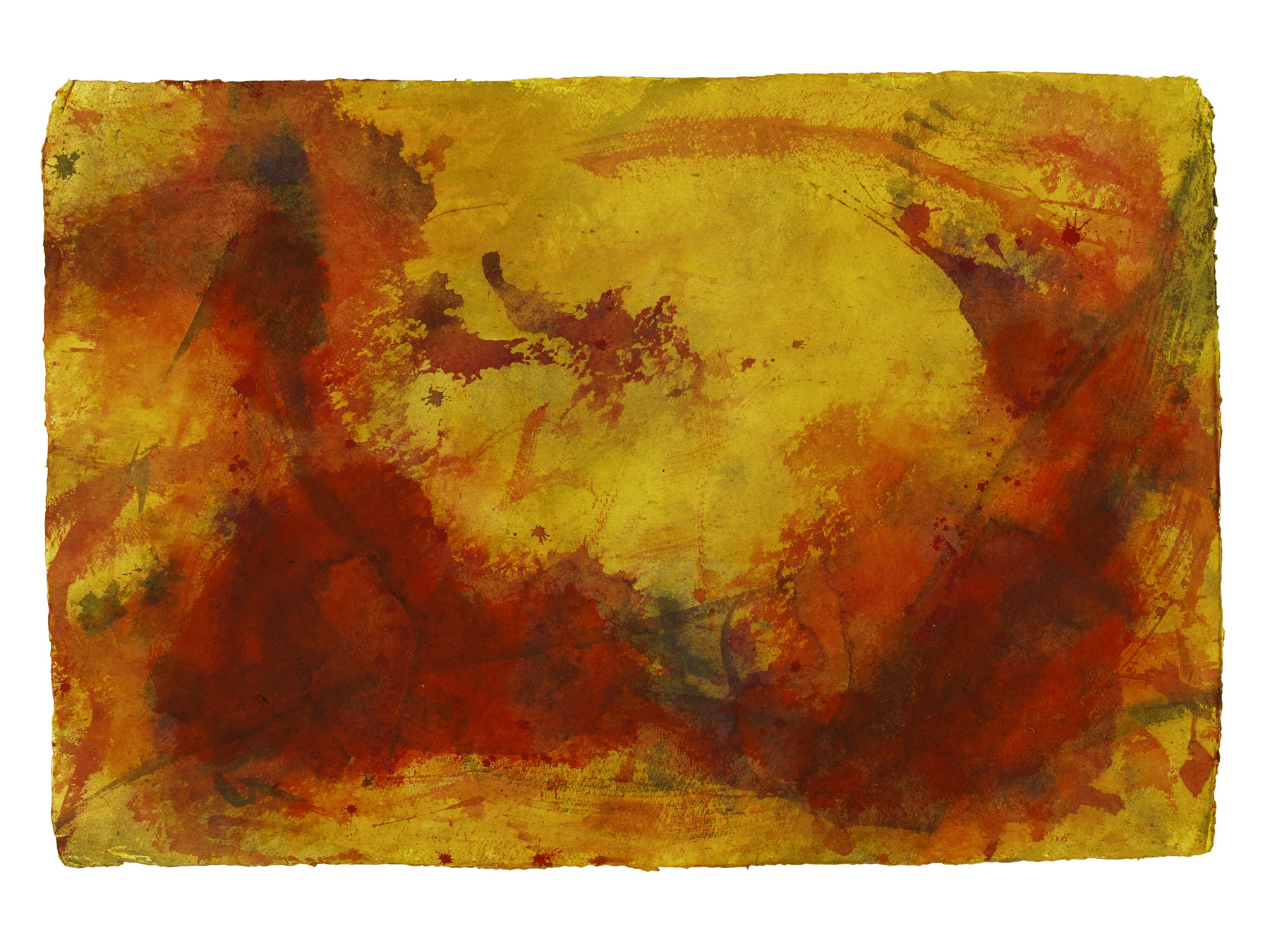 Fire 2 — Vorderseite, 2022, Mixed Media auf Büttenpapier, beidseitig bemalt, 100.0 × 68.0 cm