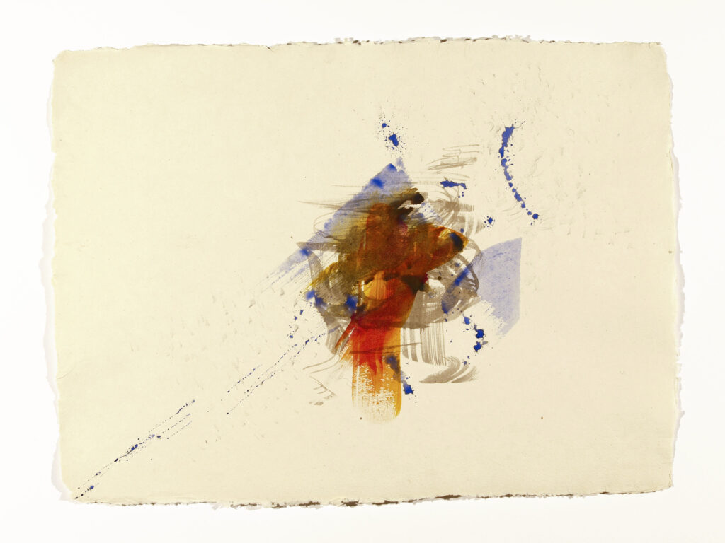 Flying 6, 2022, Mixed Media auf Büttenpapier, 76.0 × 55.0 cm
