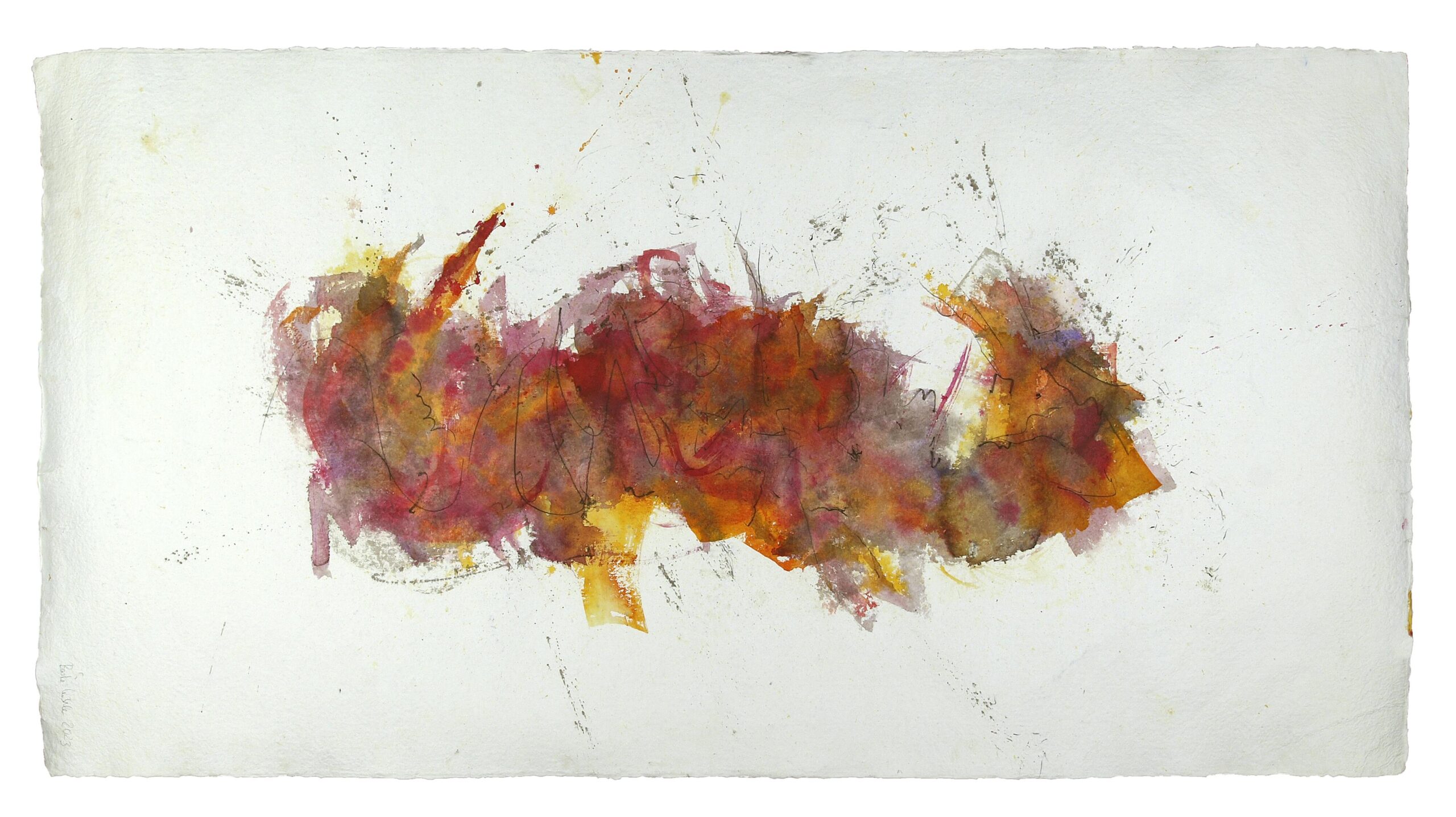 BackForward 3 — Vorderseite, 2023, Mixed Media auf Büttenpapier, beidseitig bemalt, 210.0 × 110.0 cm