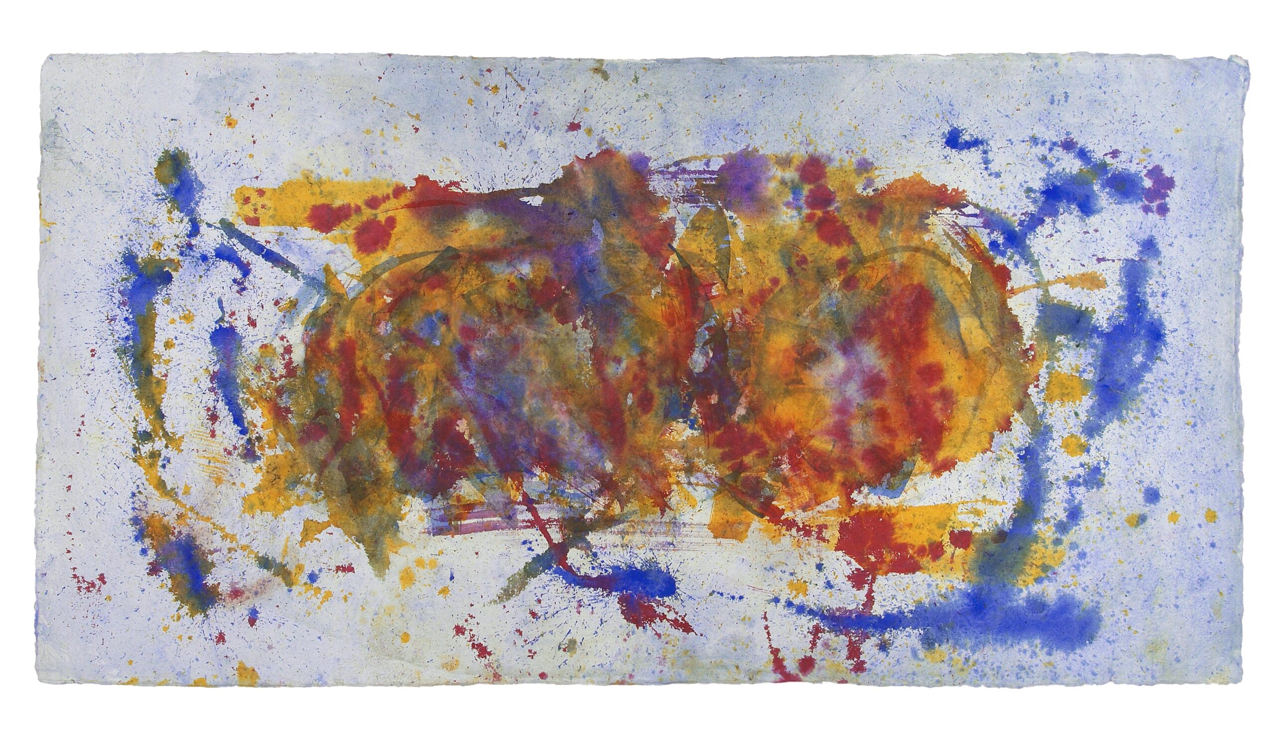 BackForward 11, 2026, Mixed Media auf Büttenpapier, beidseitig bemalt, 200 × 100 cm