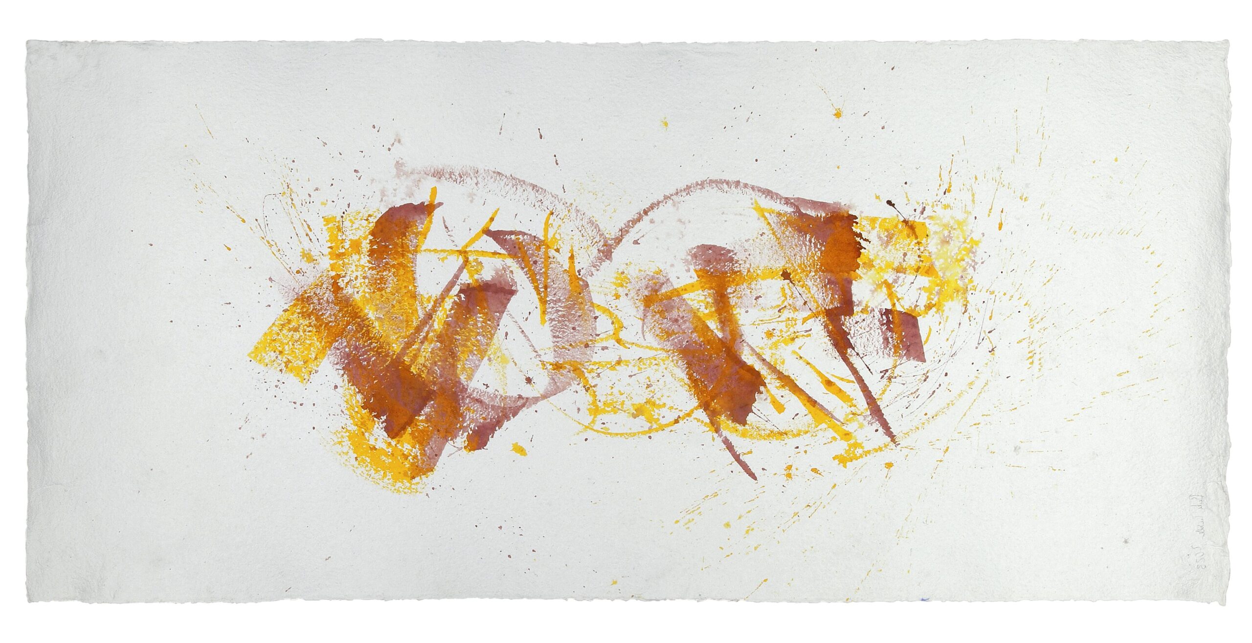 BackForward 9, 2023, Mixed Media auf Büttenpapier, beidseitig bemalt, 200.0 × 100.0 cm